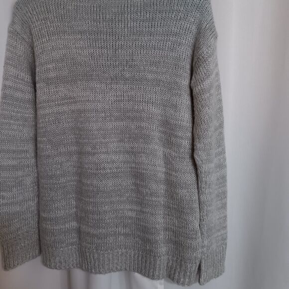 Rewind Owl Face Knit Sweater Sz S Gray -Crew Neck -Soft -Long Sleeve - Picture 8 of 11